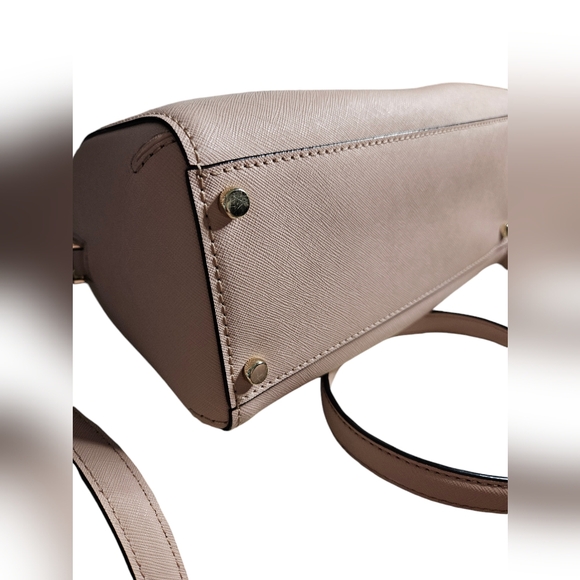 NWOT Kate Spade Blush Pink Crosshatch Leather Satchel Handbag w/ Crossbody Strap - Picture 9 of 16